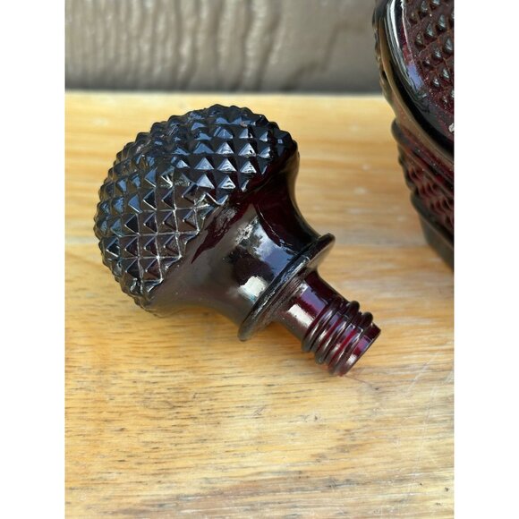 Vintage Ruby Red Avon 1876 Cape Cod Glass Wine Decanter Stopper Bubble Bath - Picture 6 of 9